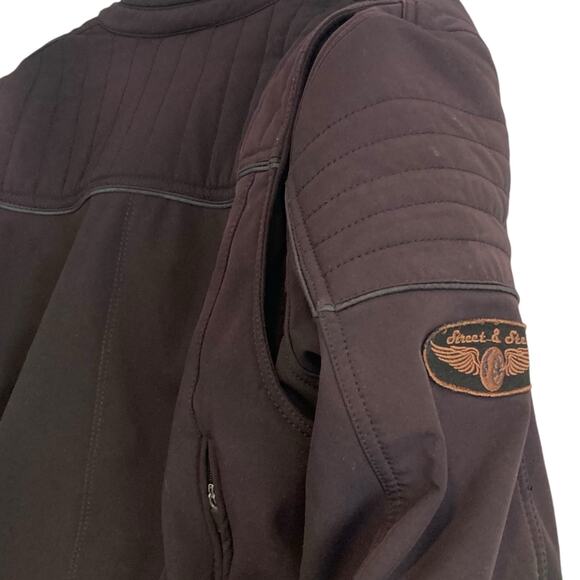 Mens Street & Steel Black Padded Full Zip Biker Bomber Jacket Size Medium - Picture 10 of 16